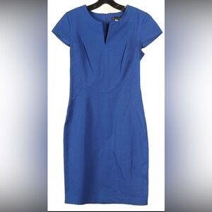 Banana Republic Dress Women’s 2 Blue Sheath Short Sleeve V Neck Stretch